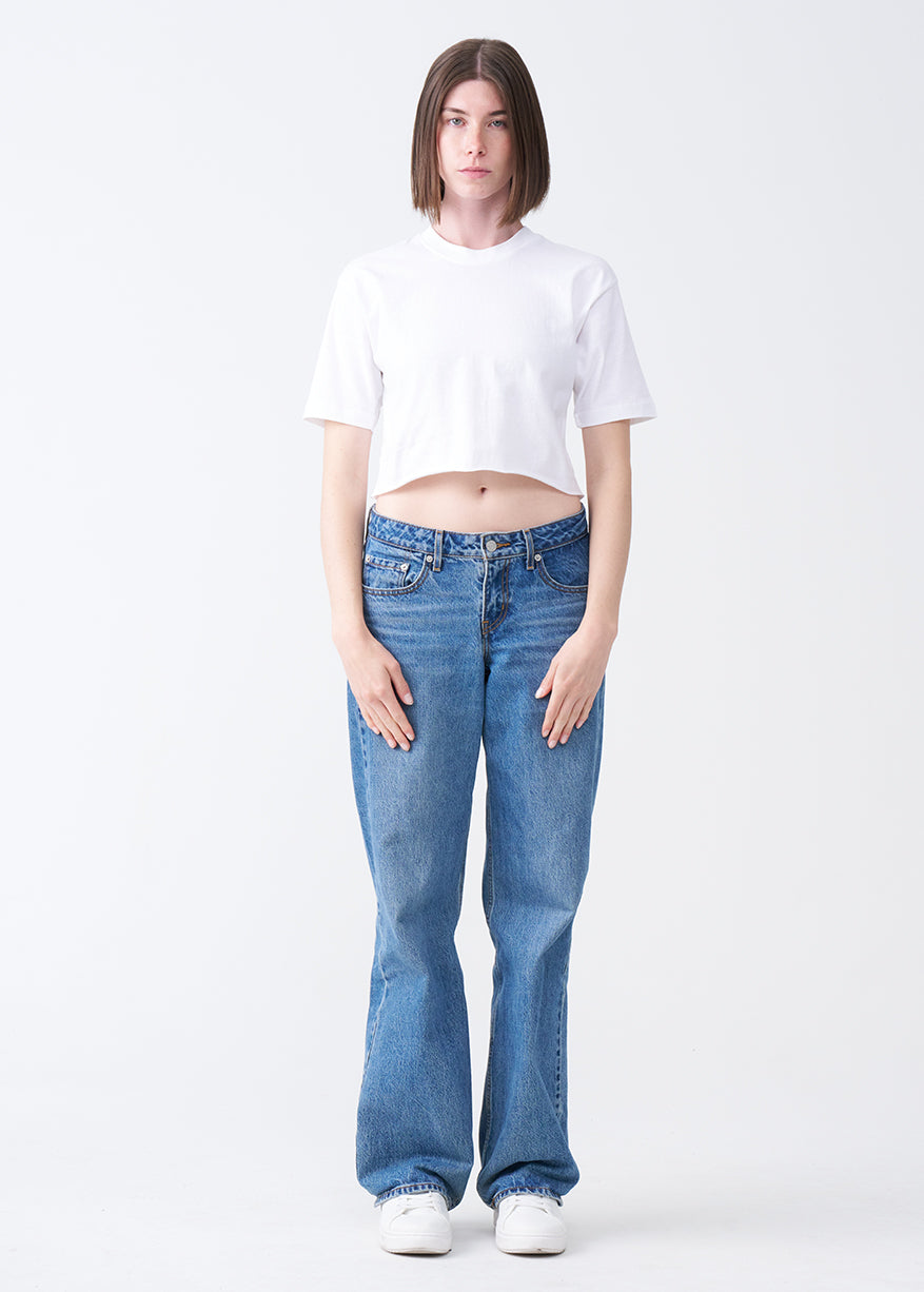 White Combed Cotton Crop Top T-Shirt