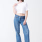 White Combed Cotton Crop Top T-Shirt