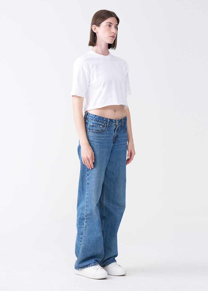 White Combed Cotton Crop Top T-Shirt