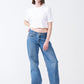 White Combed Cotton Crop Top T-Shirt