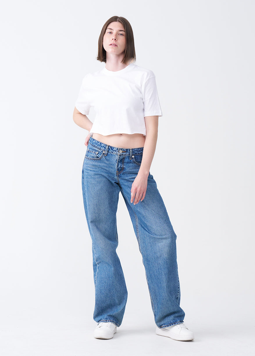 White Combed Cotton Crop Top T-Shirt