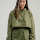 Olive Green Hooded Crop Top