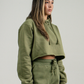 Olive Green Hooded Crop Top