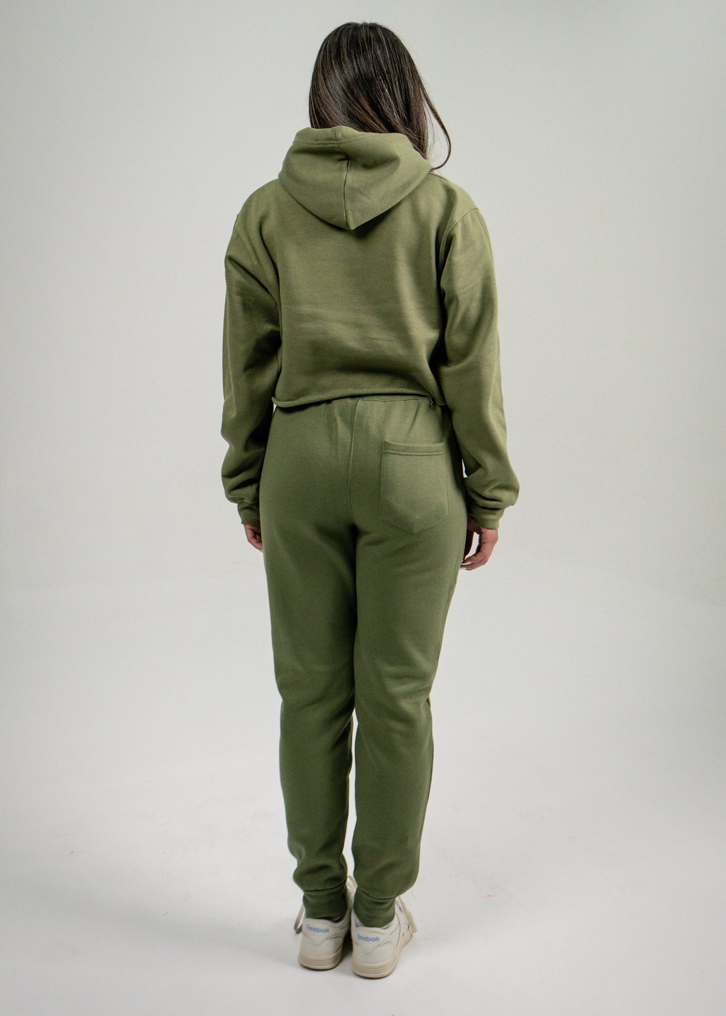 Olive Green Crop Top SweatSuit