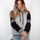 Gray Striped Heavy Blend Fleece Hooded SweatShirt