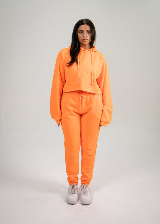 Neon Orange Crop Top SweatSuit