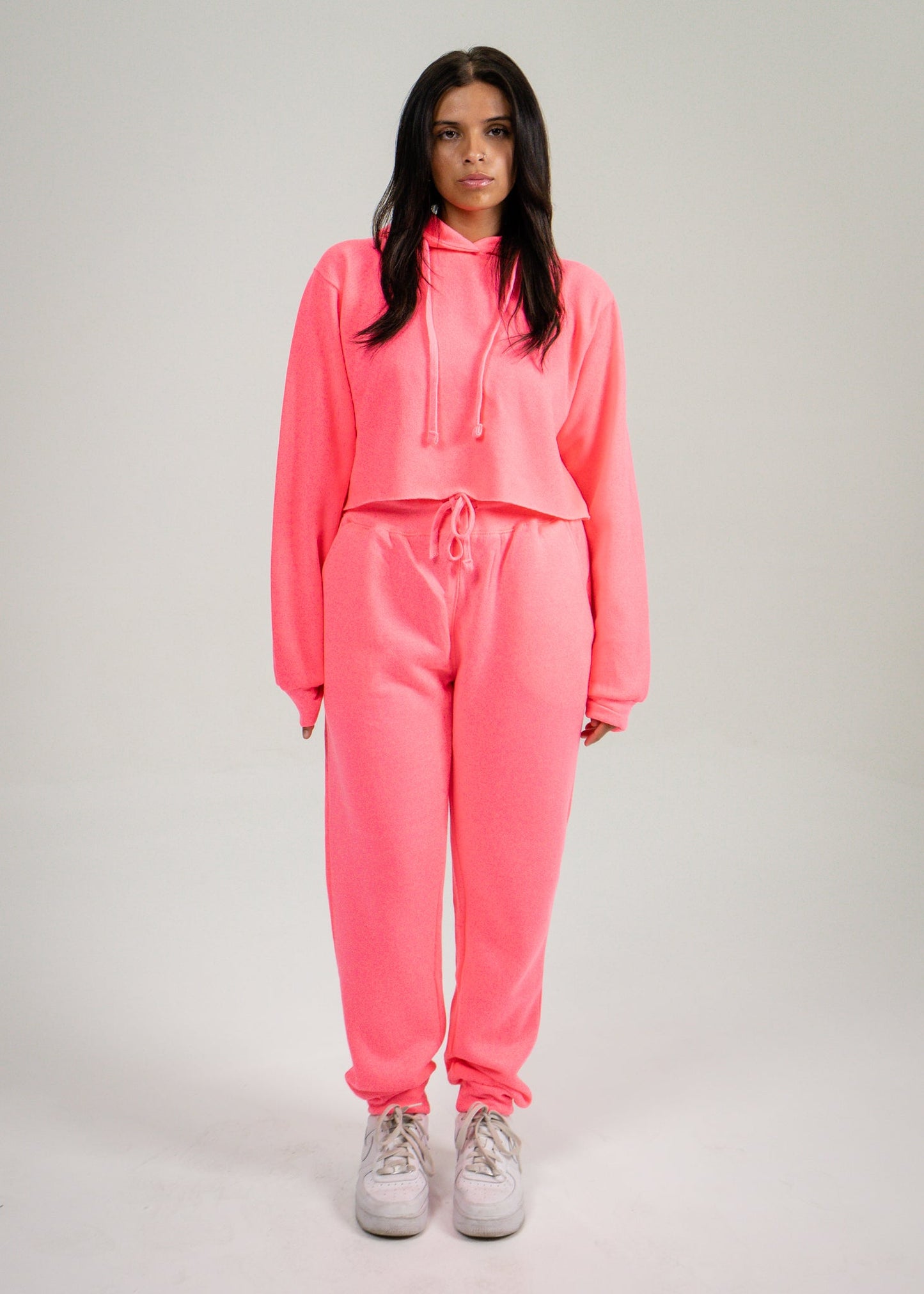 Neon Pink Crop Top SweatSuit