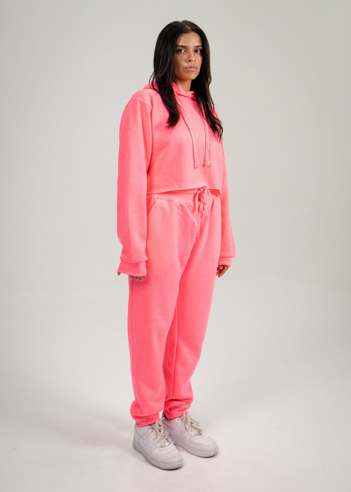 Neon Pink Crop Top SweatSuit