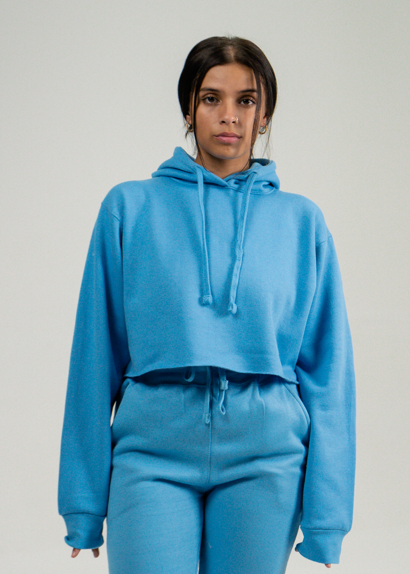 Sky Blue Hooded Crop Top