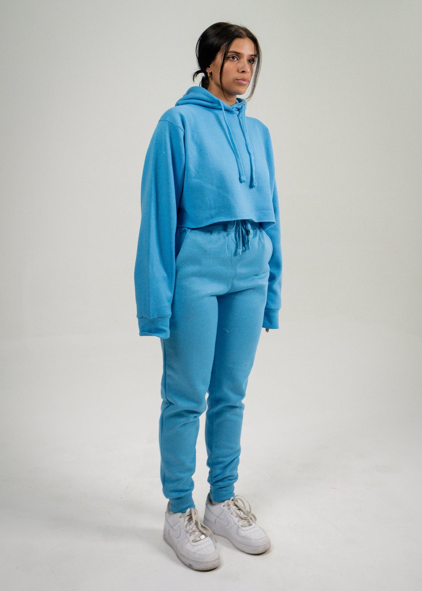 Sky Blue Crop Top SweatSuit