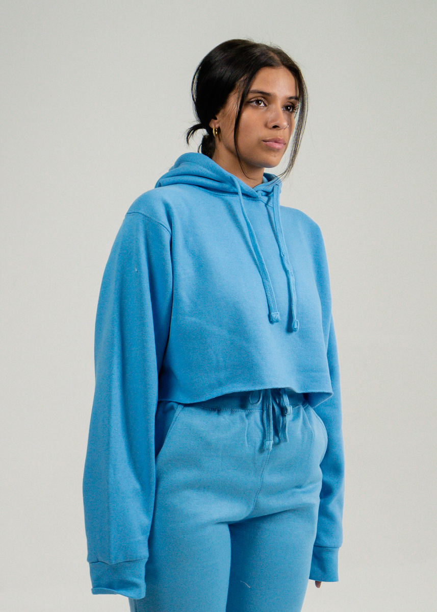 Sky Blue Hooded Crop Top