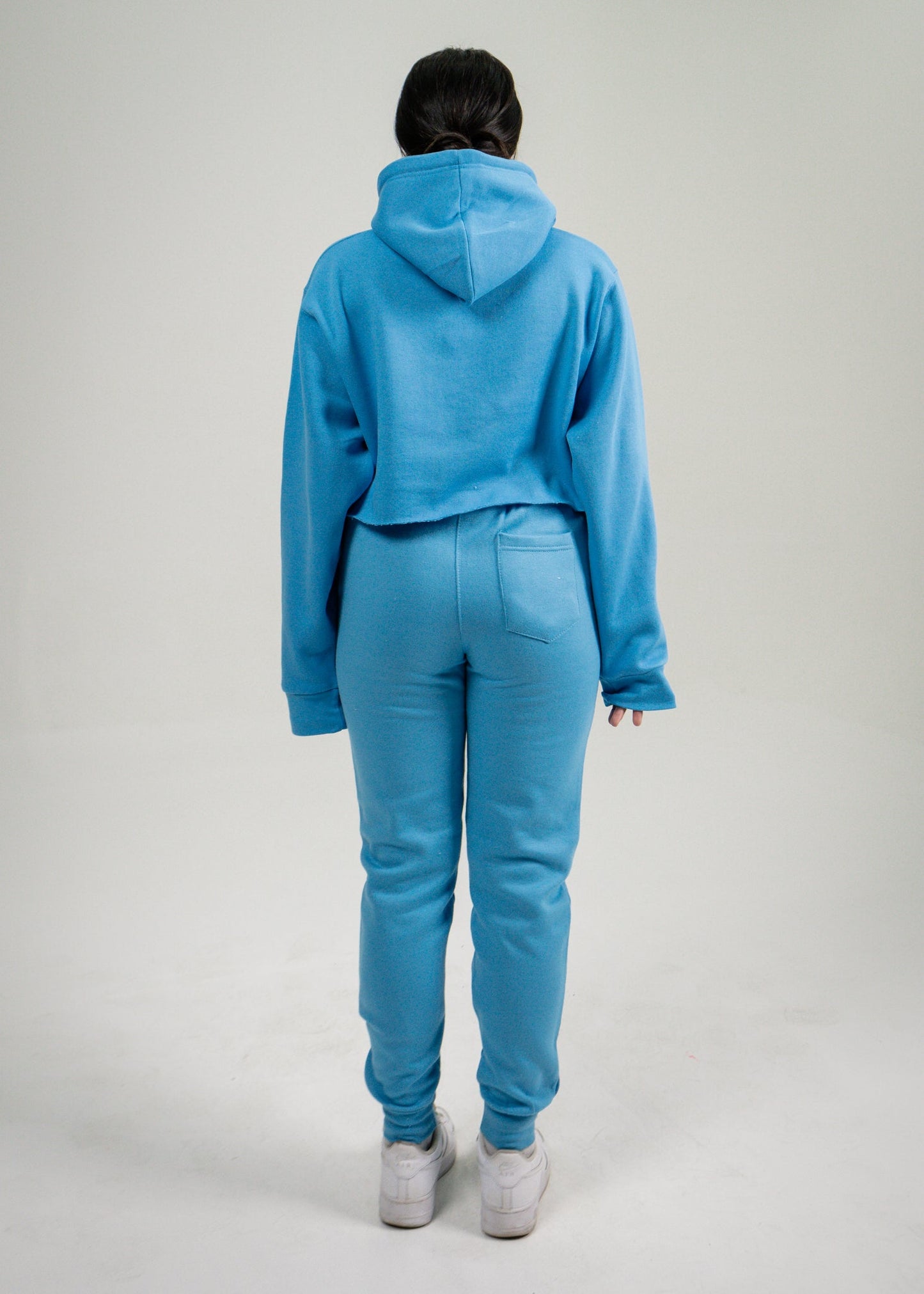 Sky Blue Crop Top SweatSuit