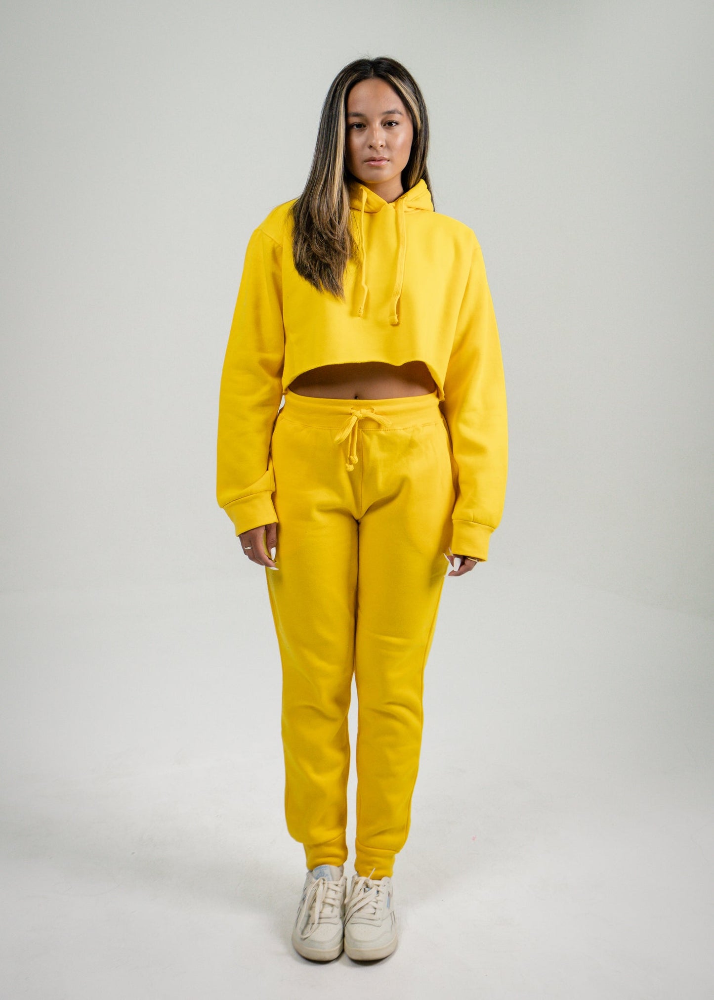 Yellow Crop Top SweatSuit