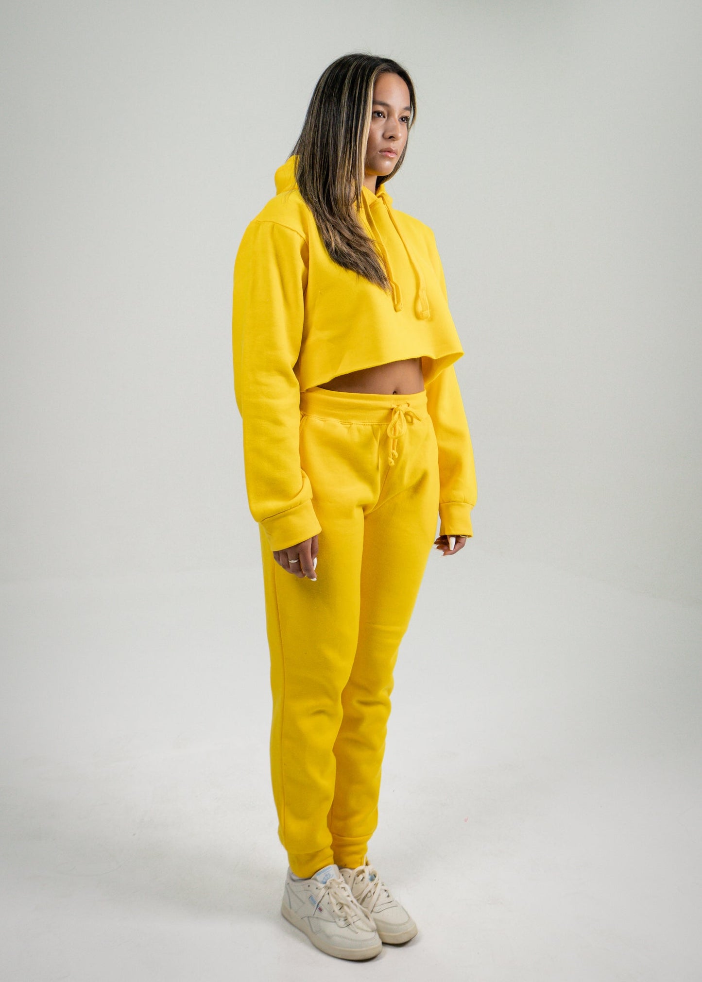 Yellow Crop Top SweatSuit